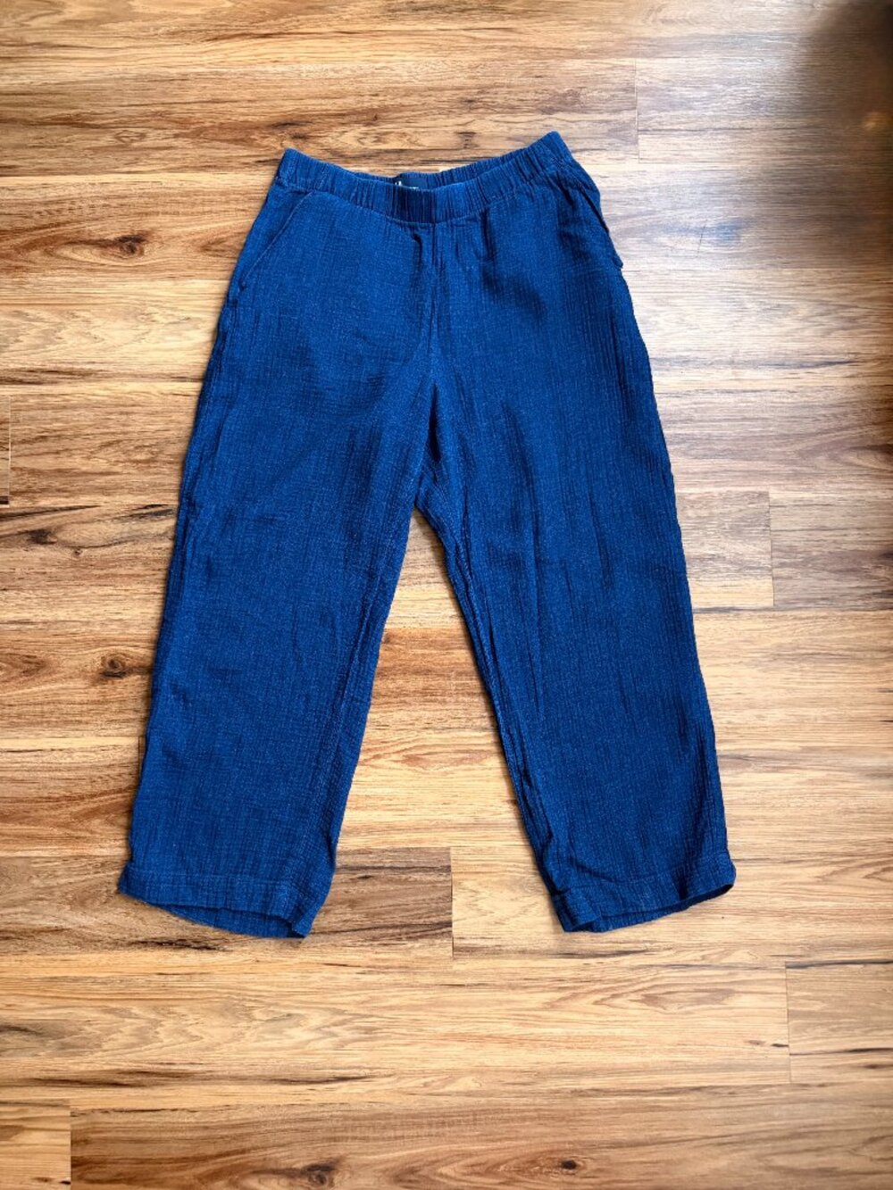 Gap Gauze Pull-On Wide-Leg Pants Medium Petite Indigo Blue